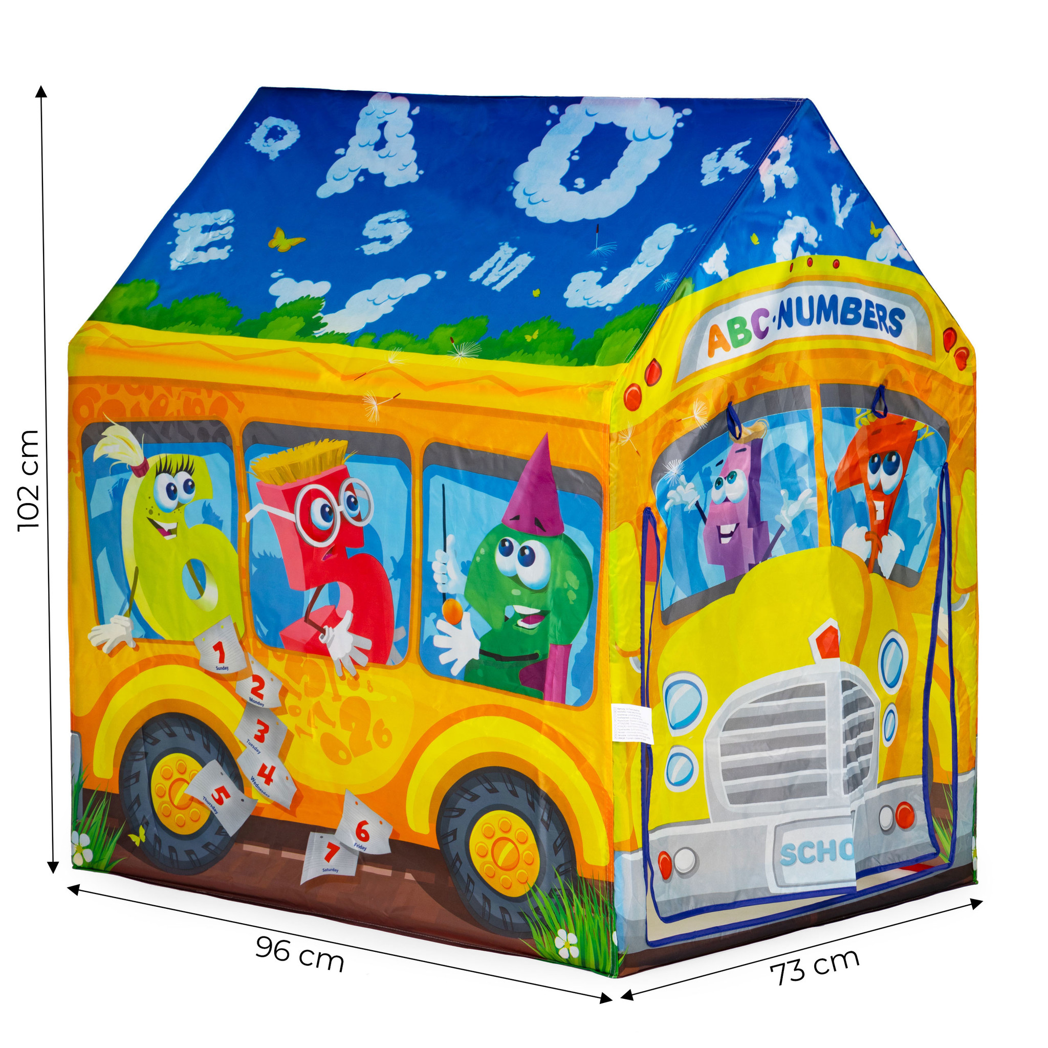 Speeltent - getallen bus - 96x73x102 cm - polyester