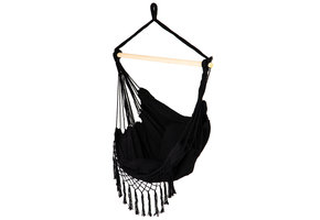 Hangstoel - met 2 kussens - katoen - tot 120 kg - zwart