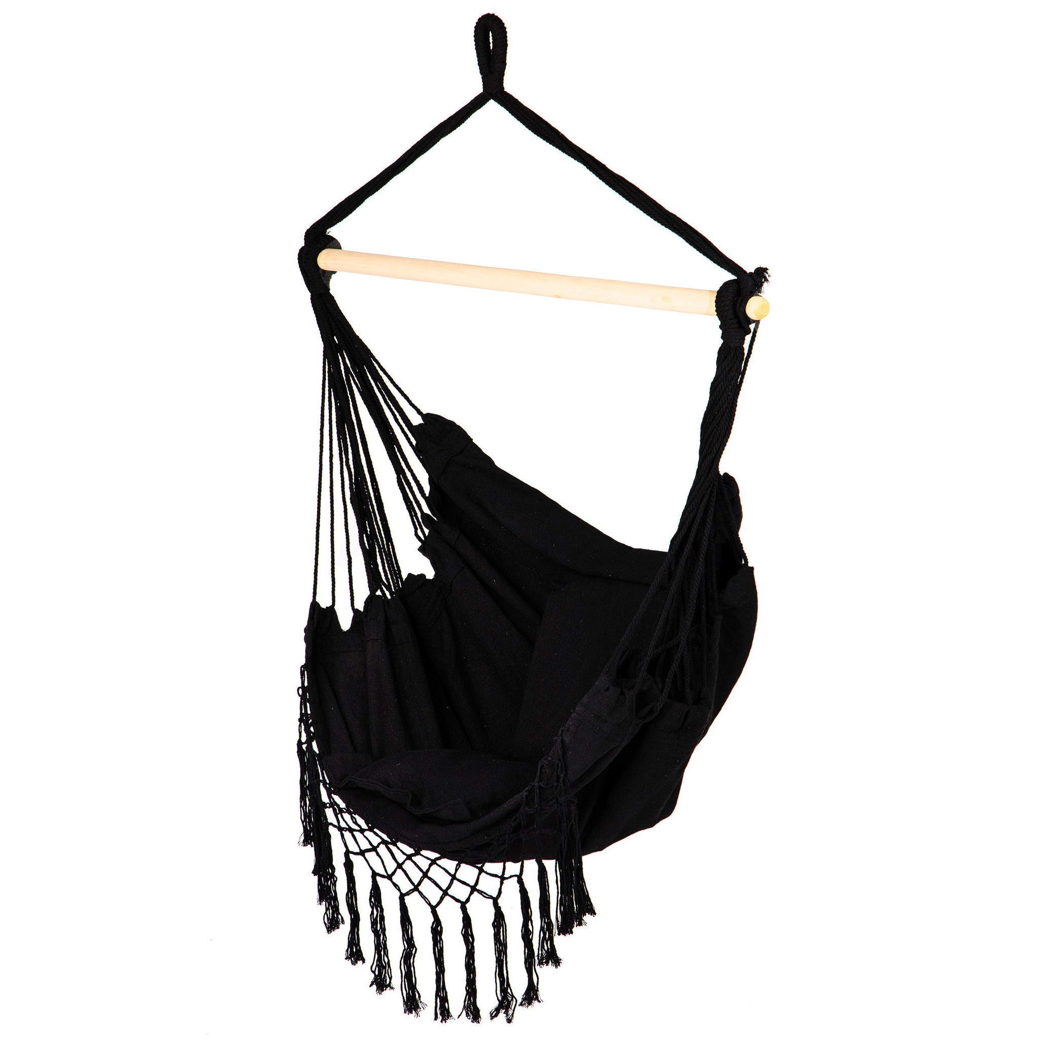 Hangstoel - met 2 kussens - katoen - tot 120 kg - zwart