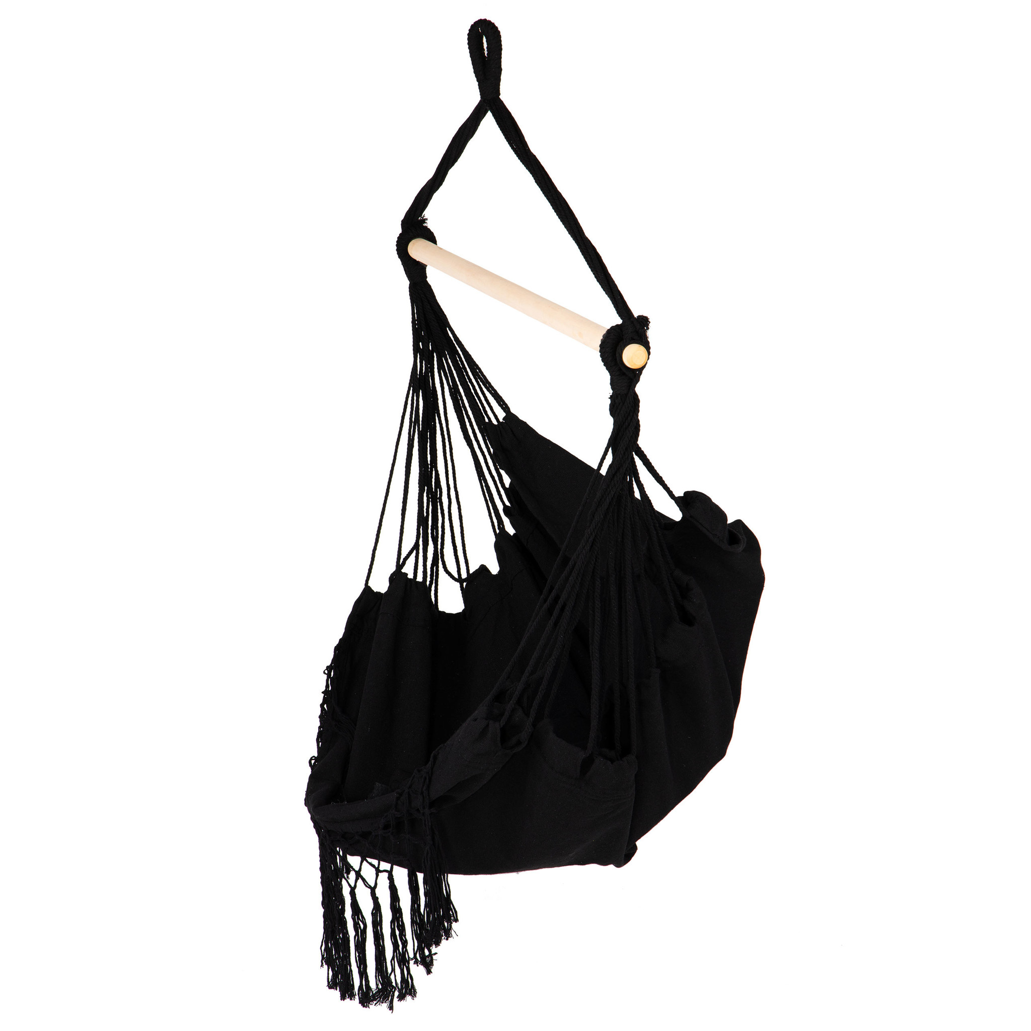 Hangstoel - met 2 kussens - katoen - tot 120 kg - zwart