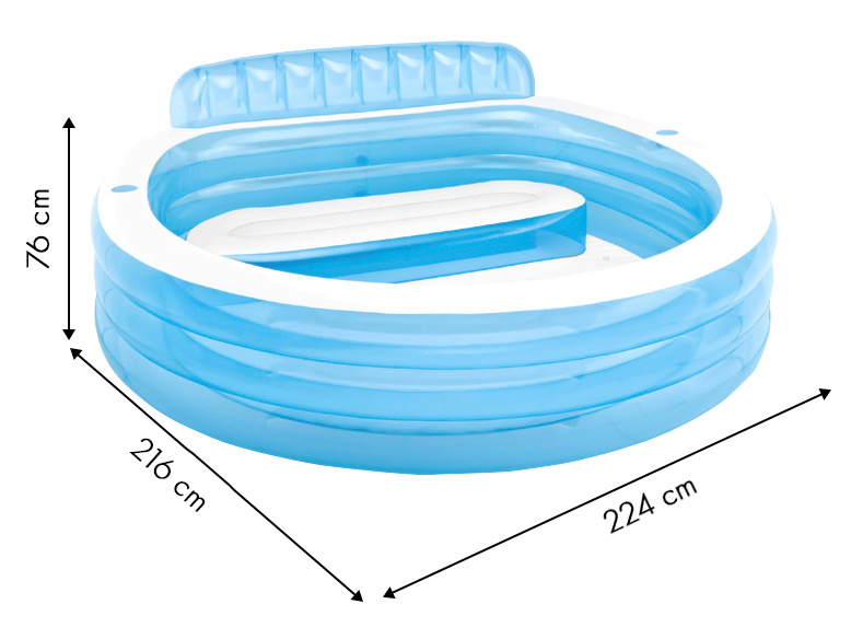 INTEX - opblaaszwembad - met zitje - ovaal - 224x216x76 cm