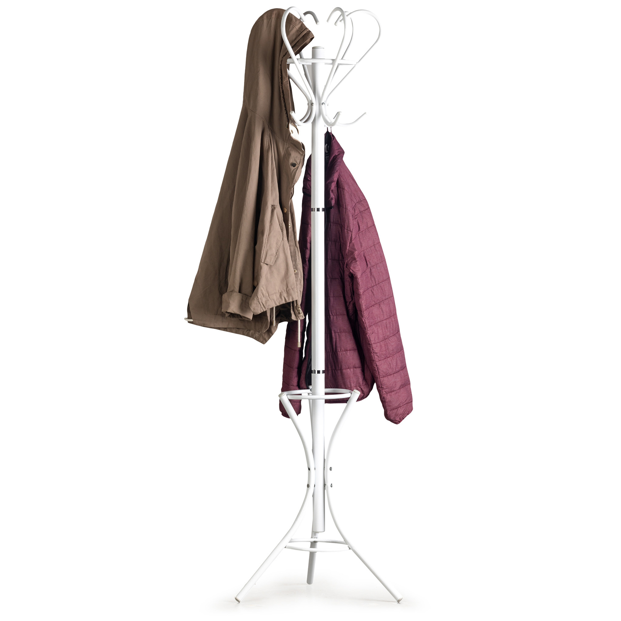 Staande kapstok - wit - met parapluhouder - 48x175 cm - staal