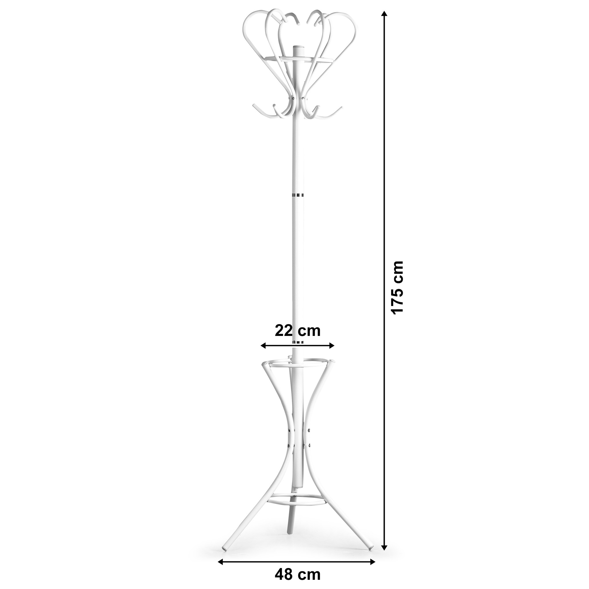 Staande kapstok - wit - met parapluhouder - 48x175 cm - staal