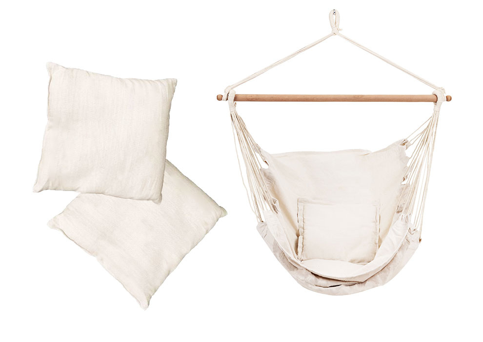 Hangstoel - met 2 kussens - katoen - tot 150 kg - wit