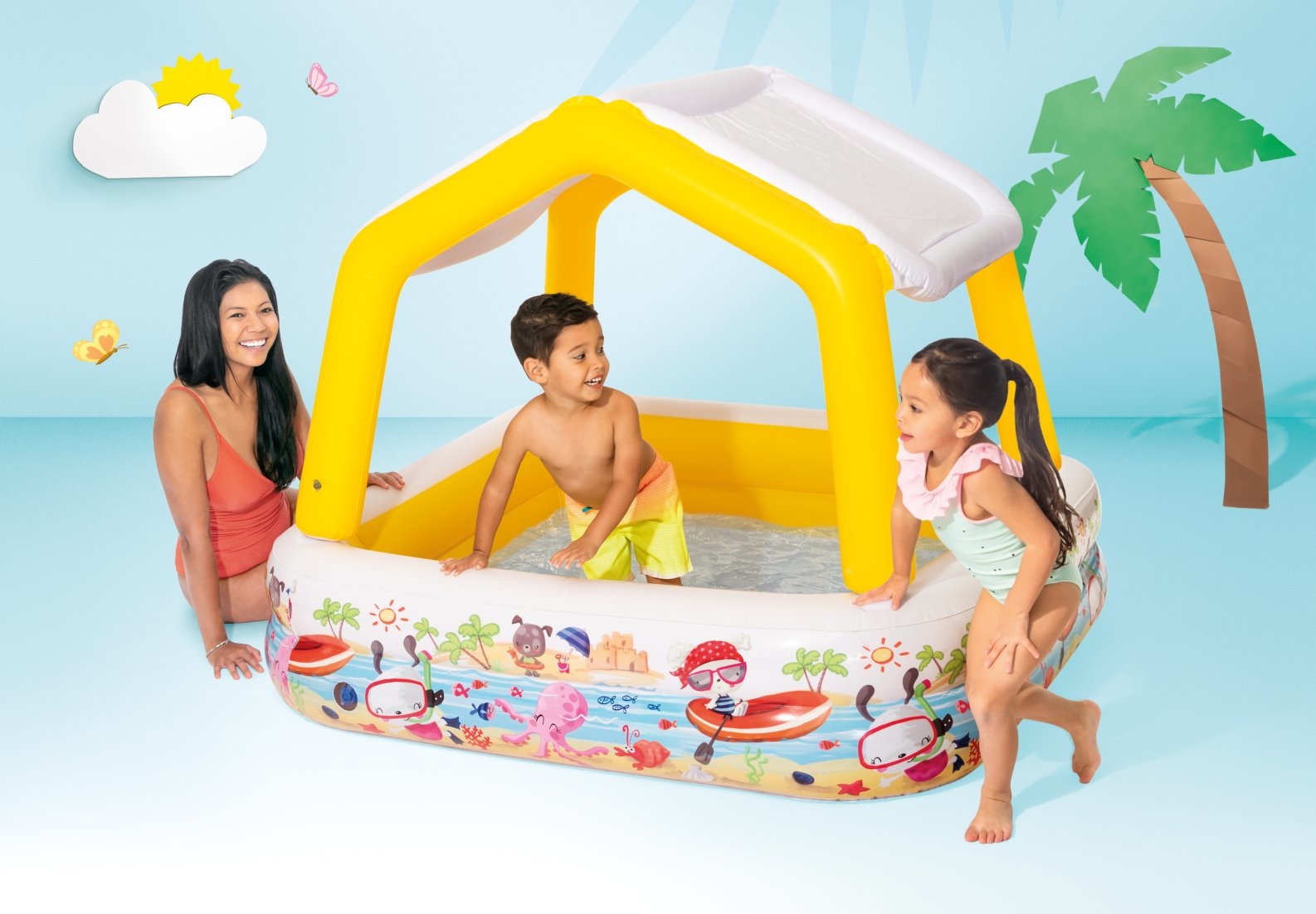 INTEX - baby zwembad - met afneembare luifel - 157x157x122 cm