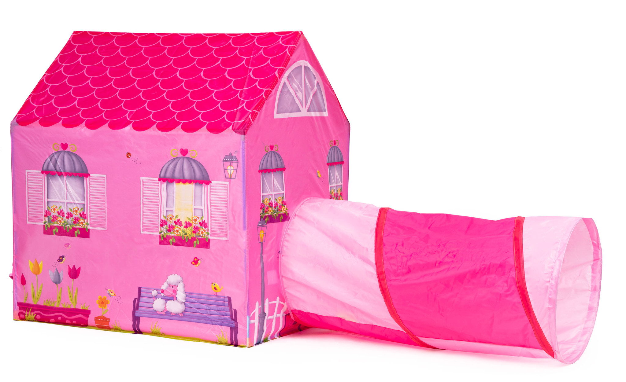 Speeltent - huis - met tunnel - 190x73x102 cm - roze