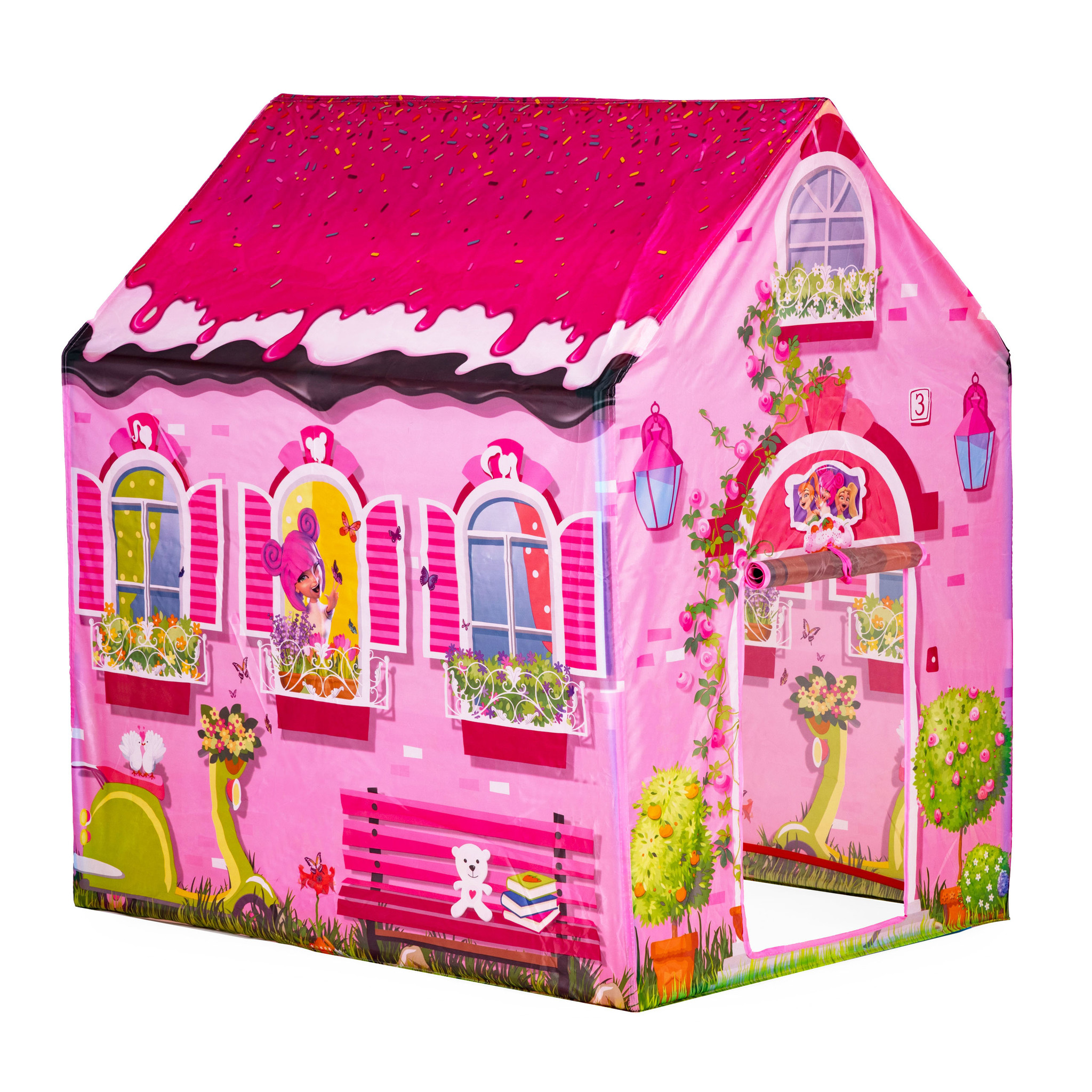 Speeltent - huis - 96x73x102 cm - polyester - roze