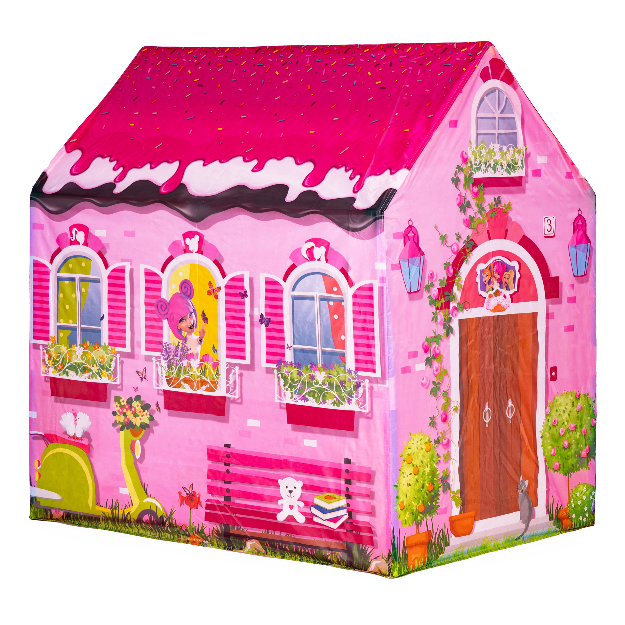 Speeltent - huis - 96x73x102 cm - polyester - roze
