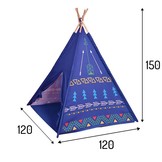 Tipi tent - wigwam - speelhuisje - 120x120x150 cm - blauw