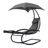 Schommelstoel tuin - ligstoel tuin - met parasol - antraciet