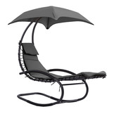 Schommelstoel tuin - ligstoel tuin - met parasol - antraciet