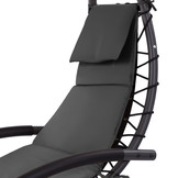 Schommelstoel tuin - ligstoel tuin - met parasol - antraciet