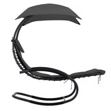 Schommelstoel tuin - ligstoel tuin - met parasol - antraciet