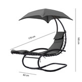 Schommelstoel tuin - ligstoel tuin - met parasol - antraciet