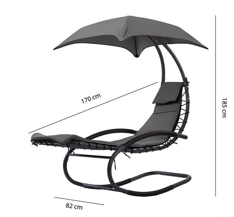 Viking Choice Schommelstoel tuin - ligstoel tuin met parasol - antraciet - VC-Lifestyle