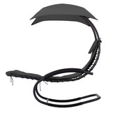 Schommelstoel tuin - ligstoel tuin - met parasol - antraciet