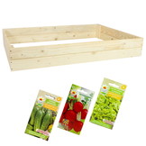 Moestuinbak - 200x150x18 cm - hout - met 3 soorten groentezaden
