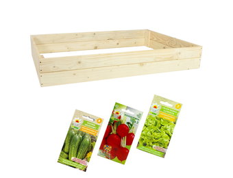 Moestuinbak - 200x150x18 cm - hout - met 3 soorten groentezaden