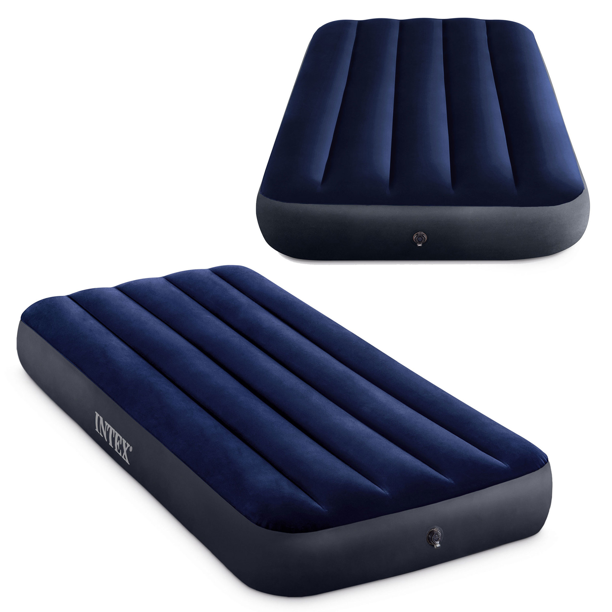 INTEX luchtbed - 1 persoons - velours - 191x76x25 cm - blauw
