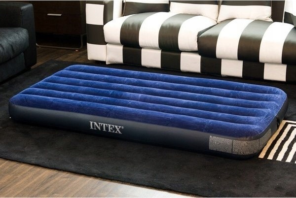 INTEX luchtbed - 1 persoons - velours - 191x76x25 cm - blauw