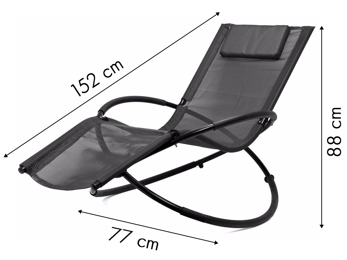 Schommelstoel tuin - ligstoel - 152x77x88 cm - antraciet