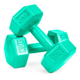 Dumbbells - gewichten set - 6 kg - 2x 3kg - zeskant - groen