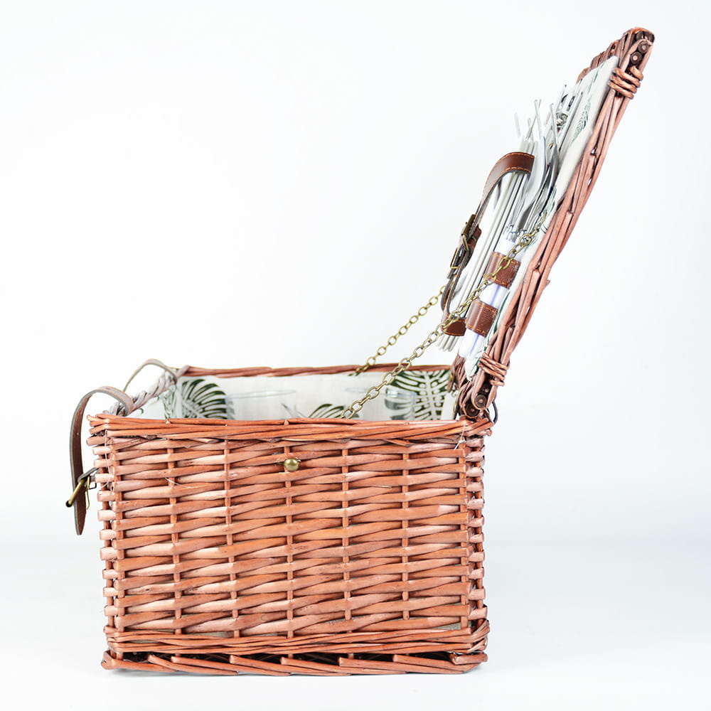 Picknickmand - 4 personen - 22-delig - rieten mand - 43x30x19cm