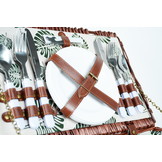 Picknickmand - 4 personen - 22-delig - rieten mand - 43x30x19cm