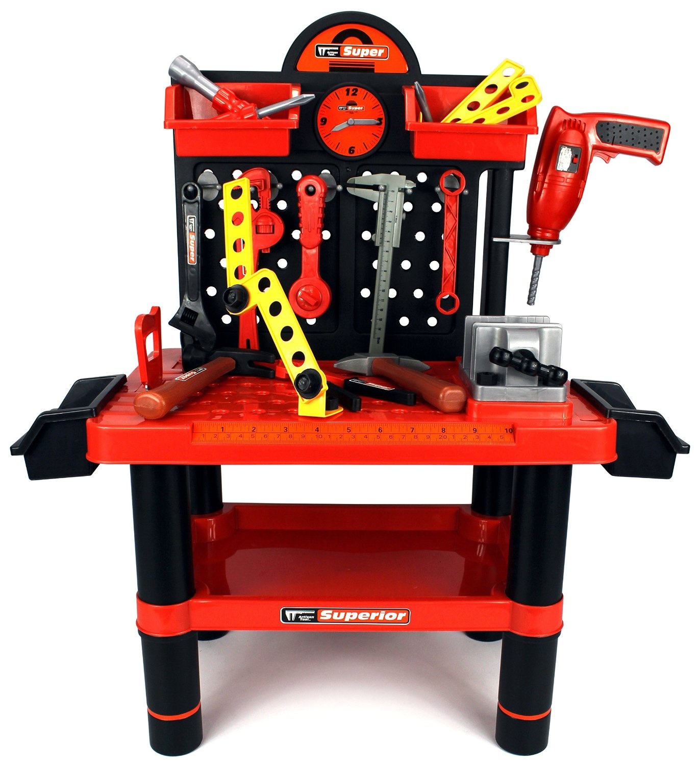 Werkbank kind - speelgoed gereedschap - 57x32x68cm - rood zwart