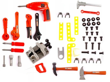 Werkbank kind - speelgoed gereedschap - 57x32x68cm - rood zwart
