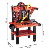 Werkbank kind - speelgoed gereedschap - 57x32x68cm - rood zwart