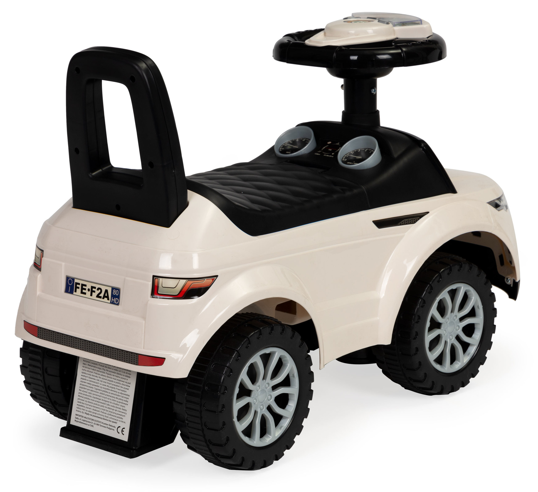 Loopauto - met geluid - 62,5x28x40 cm - wit