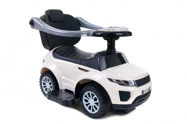 Loopwagen met duwstang - wit- met uitvalbeveiliging