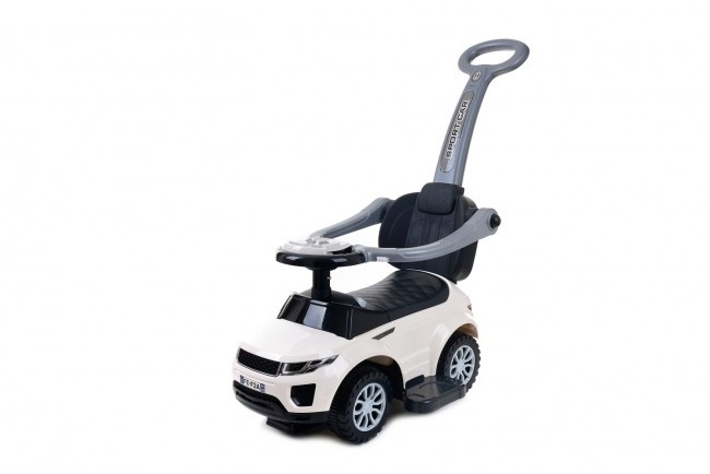 Loopwagen met duwstang - wit- met uitvalbeveiliging