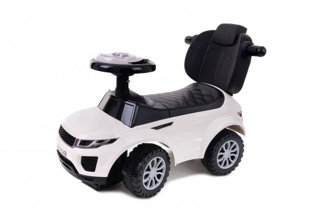 Loopwagen met duwstang - wit- met uitvalbeveiliging