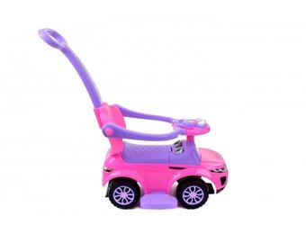 Loopwagen met duwstang - roze - met uitvalbeveiliging