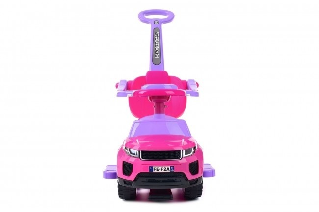 Loopwagen met duwstang - roze - met uitvalbeveiliging