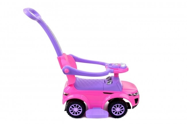 Loopwagen met duwstang - roze - met uitvalbeveiliging