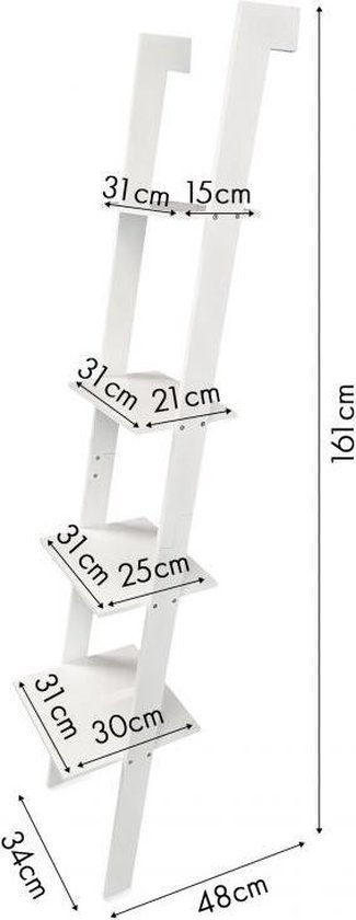 Ladder kast - 4 schappen - wit