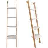 Ladder kast - 4 schappen - wit & bamboe