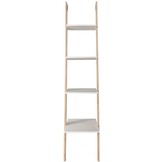 Ladder kast - 4 schappen - wit & bamboe
