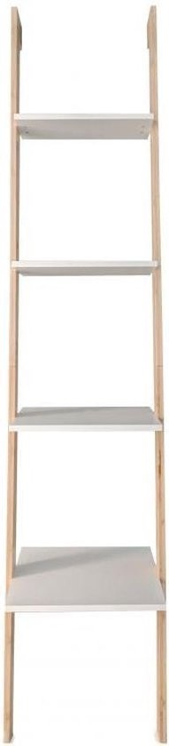 Ladder kast - 4 schappen - wit & bamboe