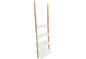Ladder kast - 5 schappen - wit & bamboe