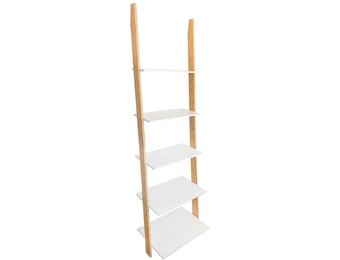 Ladder kast - 5 schappen - wit & bamboe