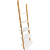 Ladder kast - 5 schappen - wit & bamboe