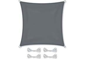 Schaduwdoek - zonnedoek - vierkant - 5x5 m - grijs