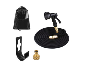 Flexibele tuinslang - 10-30 meter - met sproeipistool - zwart