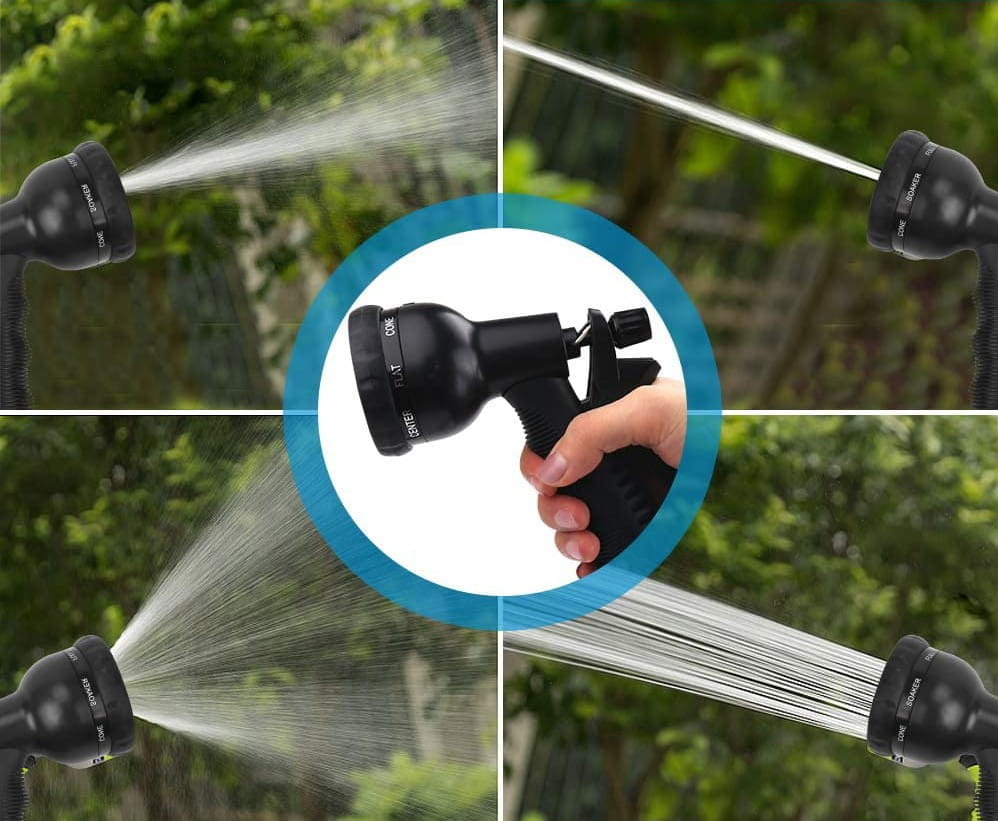 Flexibele tuinslang - 10-30 meter - met sproeipistool - zwart