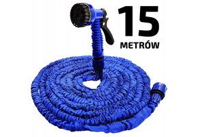 Flexibele tuinslang - 3,5-15 meter - met sproeipistool - blauw
