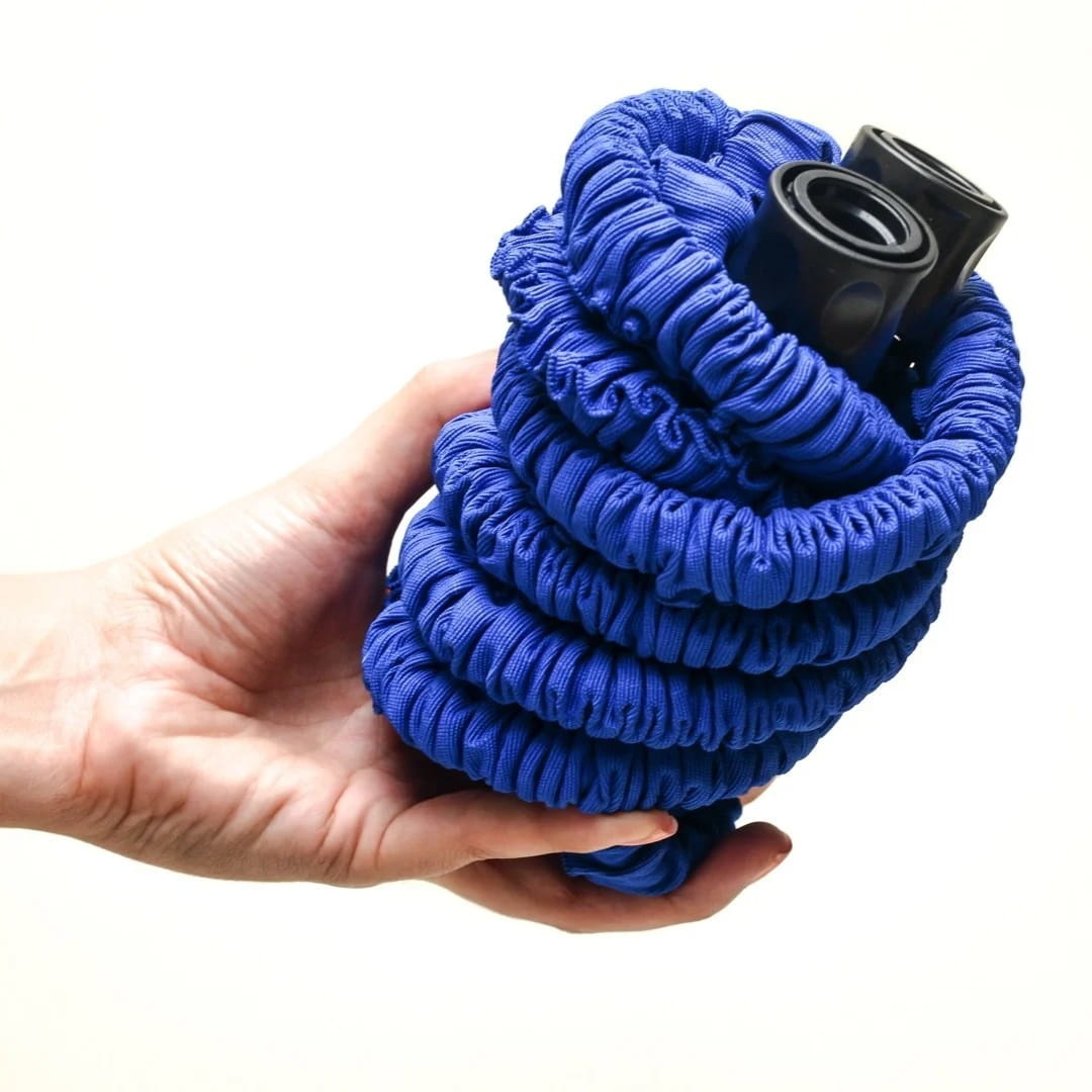 Flexibele tuinslang - 3,5-15 meter - met sproeipistool - blauw